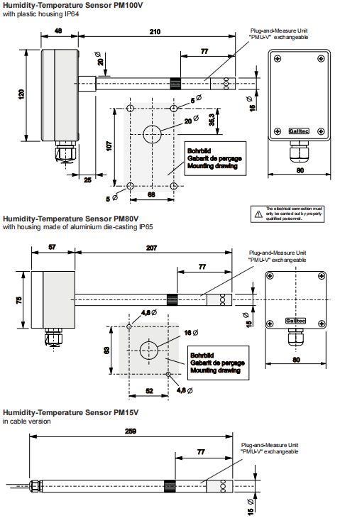 蓋加美Galltec+mela PM-V型 溫濕度變送器 數字測量頭PMU-V批發