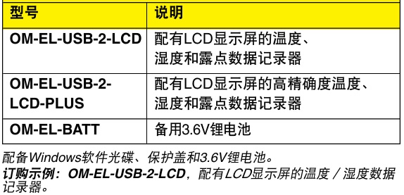 OMEGA奧米佳 OM-EL-USB-2-LCD溫度、濕度和露點數據記錄器 配有LCD顯示屏參數